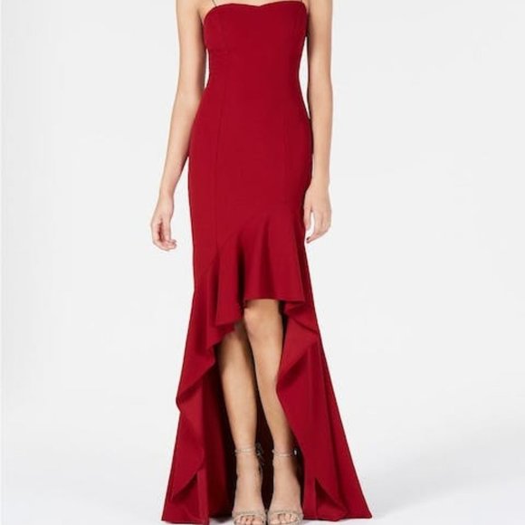 Speechless Juniors' Ruffled High-Low Gown, Size 7/Garnet - Picture 1 of 1